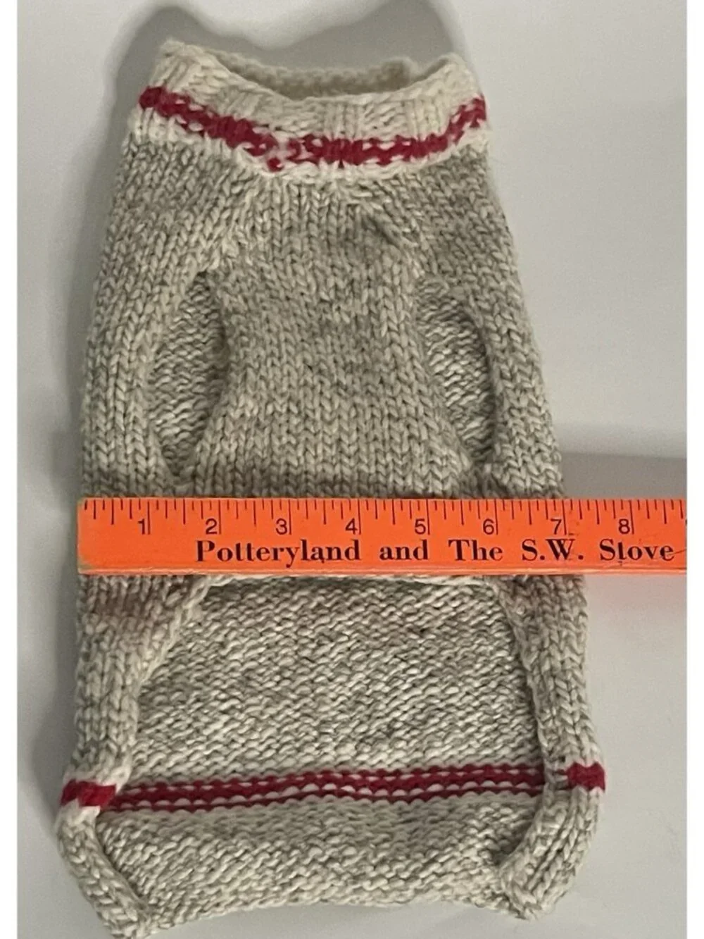 Chilly Dog Squirrel Patrol 100% Wool Hand Knit Dog Sweater Gray Red 14